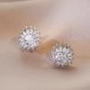 Brincos Femininos Cross-border Rotating New Flower Zircon Brincos Nicho Design Sense Elegante Frio Brincos de Diamante Completo Brincos