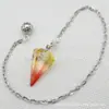 Venta caliente Ágata natural Cristal gema cono hexágono cono colgante DIY Colgante de cristal