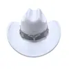 Bestseller transfronteiriço Chapéu de cowboy ocidental Guoluo Xizang com acessório de cabeça de boi, chapéu de feltro para homens e mulheres, fedora estilo Xizang, chapéu de sol de aba larga