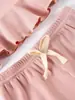 Em estoque Atravessando a fronteira Explosivo Macacão de Bebê Menina Alça Cor Sólida Recém-nascido Sem Mangas Shorts com Babados Casual Roupa Infantil Verão