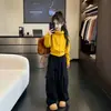 Conjunto de duas peças estilo coreano para meninas para primavera e outono, novo estilo casual com jaqueta moletom com capuz e calça cargo, conjunto esportivo casual