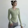 Ropa de Yoga de Secado Rápido para Mujer, Sensación de Segunda Piel, Adelgazante, Transpirable, Camiseta Deportiva para Correr, Entrenamiento, Fitness, Top de Manga Larga