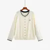 Cardigan Tricot Color Block Gola Redonda Feminino Plus Size Estilo Outono 2026 Top Casual Versátil Jaqueta Feminina 23629
