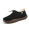Botas de neve femininas forradas com fleece para o inverno, de salto extra alto, espessadas com forro de pelúcia para aquecimento, botas curtas com solas macias e antiderrapantes, e sapatos de algodão para mães - fabricante