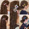 Novedad 2026 Pinza para el Cabello con Perlas y Flores en Contraste Azul y Rojo para Mujer, Pinza Lateral Estilo Coreano, Accesorio para el Cabello de Pinza para Flequillo de Alta Gama