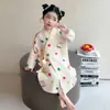 Camisola de Menina Primavera e Outono Classe a Gaze de Algodão Puro Roupão de Banho Longo para Bebê com Amarração Verão Manga Longa Absorvente Roupão de Banho Infantil