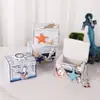 Caixa Pequena de Madeira Decorativa com Tema Oceânico, Caixas de Madeira de Praia Estilo Mediterrâneo, Adereços e Decorações Criativas para Mesa