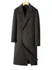 Otoño/Invierno 2026 Abrigo Largo de Lana de Doble Faz con Botones Dobles para Hombres de Mediana Edad y Mayores Chaqueta Cálida de Negocios