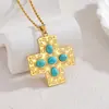 Colar de Turquesa da Moda em Ouro 18K Popular da Amazon, Corrente Elegante de Suéter de Nicho Estilo Antigo, Luxo Acessível e Sensação de Alto Padrão