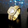 Europa y Estados Unidos anillo apilado de tres piezas de circonita cuadrada dorada transfronteriza joyería de moda de lujo venta al por mayor de fábrica de alta gama