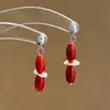 Nuevo Collar Estilo Chino Rojo Forma de Lágrima con Colgante de Ágata, Aretes, Cuentas Espaciadoras de Perlas, Bloques de Color, Lujo Ligero, Accesorio de Alta Gama