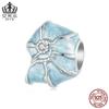 Cuentas originales de concha azul Evelle de plata de ley S925, pulsera DIY con cuentas de viento oceánico, joyería.