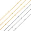 Cadena lateral de acero inoxidable en oro de 18 quilates que conserva el color, cadena de cuentas para bolso, cadena con giro cubano, borla de cuentas grandes a juego, cadena con puntos