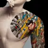 Adesivo de Tatuagem Meio Braço Estilo Japonês Colorido Flor no Peito Braço Impermeável Duradouro Realista Não Refletivo