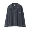 Algodón viscosa algodón marca pijamas hombre verano manga larga cárdigan top holgado XXXXL talla extra se puede usar afuera RC