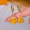 Brincos de Tela com Flor de Rosa e Cravejados de Diamante para Mulheres, Design de Nicho, Brincos Versáteis de Celebridade da Internet, Brincos Elegantes, Brincos da Moda