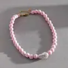 Collar Transfronterizo Nuevo Estilo Bohemio Europeo y Americano para Mujer Diseño de Nicho Cadena para Clavícula con Perlas Barrocas