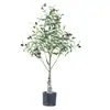 Planta verde artificial estilo nórdico, olivo, planta artificial en maceta, gran adorno decorativo para sala de estar, decoración de bonsái de interior, árbol artificial