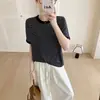 Camiseta de Punto de Manga Corta a Rayas Estilo Europeo para Mujer, Nueva Versión Coreana de Verano 2026, Top Delgado Casual Versátil de Corte Ajustado