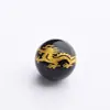 Ágata Bronceador Natural Tallado Redondo Cuentas Zodiaco Dragón Dorado Fénix de Fuego Ágata Roja y Negra Grabado Cuentas Sueltas Venta al por Mayor Joyería DIY