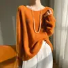 ¡75% Cachemira, 25% Seda de Morera! Suéter de Punto Holgado con Cuello Redondo para Mujer, Suéter Perezoso Sin Costuras, Suéter de Seda y Cachemira