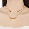 Collar de Acero Inoxidable con Estilo Ins de Alta Gama, Cadena en Capas, Collar Pequeño de Frijol Dorado Mariposa Corazón