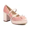 Sapatos de camada única para comércio exterior com sola grossa, Mary Jane com fivela, sapatos de salto alto 33 grossos plus size camurça Amazon sapatos com laço 43 mulheres