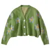 Amazon comercio exterior abrigo suéter para mujer 2026 otoño e invierno nuevo ajuste ceñido jacquard floral tejido cárdigan ropa de mujer