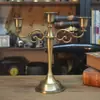 Suporte de Velas Antigo de Bronze Estilo Ocidental com Cinco Braços, Suporte de Velas Estilo Europeu, Suprimentos para Hotel e Casamento, Decoração de Casa