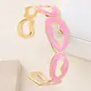 Europa y Estados Unidos transfronterizo nuevo acero inoxidable gota de aceite pintado al óleo pulsera abierta exagerada para mujer chapado en oro de 18K pulsera venta al por mayor