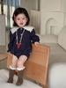 Mono de encaje con solapa para niña Otoño Harem Estilo coreano Ropa para niños 2025 Otoño Nuevo Ropa de pañal para bebé Ropa de Otoño
