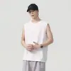 Colete Americano Retrô Sem Mangas para Homens, Novo Estilo de Verão, Leve, Caimento Solto, Gola Redonda, Seda Gelada de Algodão Fresca, Top Estilo Old Money
