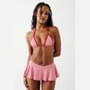 Nuevo traje de baño de dos piezas con estampado de cuadros y tirantes finos de tres puntos para mujer