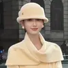 Sombrero Fedora de Ala Ancha para Mujer Estilo Hepburn para Estudiar en el Extranjero, Sombrero de Pescador Versátil para Otoño e Invierno con un Toque de Lujo, Moda y Elegancia