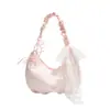 Bolso cruzado coreano dulce y moderno con lazo, nuevo diseño plisado, gran capacidad, adecuado para ir al trabajo y viajar