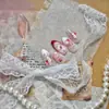 Pegatinas populares para uñas estilo ballet, estilo ins, lazo de encaje dulce, fresa en relieve, accesorios de uñas portátiles para bricolaje