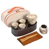 Conjunto de Chá de Viagem Forno Ru Portátil para Exterior Cerâmica Conjunto de Xícaras de Chá Rápidas Um Bule Três Xícaras Equipamento para Beber Chá Conjunto de Chá Kung Fu de Alto Padrão