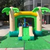 Cama elástica inflable con tobogán para niños, esquema de color azul y amarillo con casa inflable de zona de seguridad, equipo de entretenimiento para actividades al aire libre