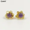 Ehp102 Sol Pequeño Girasol Piedras Preciosas de Colores Gancho para Pendientes Opcional Chapado en Oro de 18K Accesorios