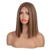 Peluca transfronteriza europea y americana Amazon moda cabello largo liso África caliente encaje frontal peluca color piano tocado