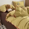 Juego minimalista de cuatro piezas a rayas 100% algodón Clase A, sábana de algodón puro con cordón incrustado catiónico, juego de tres piezas para dormitorio de estudiante 4