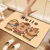 Tapete de Piso Estilo Barro Diatomeas Capibala Tapete de Piso para Baño Felpudo Absorbente para Puerta de Inodoro Tapete para Puerta de Entrada