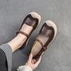 Shanghai Jiejie 2025 Primavera e Verão Novos Pequenos Design Casual para Multidão Camada Superior de Couro Bovino Solado Macio Sapatos Retro para o Trabalho Femininos