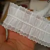 Borda de dente de cachorro plissada de gaze de neve de camada dupla de 7 cm de largura, acabamento de renda com contas não elásticas para bainha de roupa, decoração DIY feita à mão