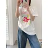 Em estoque, design originalCamiseta feminina leve de manga curta para o verão, artística, casual, corte solto