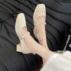 Tacones Altos Mary Jane de Punta Cuadrada que se Pueden Usar Diariamente, Zapatos de Boda de Ensueño, Zapatos para Damas de Honor, Zapatos de Banquete, Zapatos Franceses de Tacón