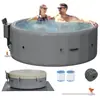 Jacuzzi Inflable de Masaje Caliente Más Vendido Transfronterizo con Funciones de Generación de Olas, Calefacción y Temperatura Constante, Tamaño Grande para 4-6 Personas, Hecho de Material Cepillado