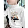 Ropa interior térmica de felpa cepillada para niños, cuello semi-alto, cálida para niños, top para bebé Otoño/Invierno, versátil para Otoño, ropa interior casual