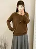 Suéter feminino gola redonda plus size, blusa básica para mulheres, outono e inverno 2026, top de malha de corte solto para mulheres plus size