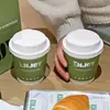 Tazas de Café Desechables de Moda con Tapas para Uso Comercial, Empaque para Llevar, Bebidas Calientes, Vasos de Papel para Té de Leche Verde, Diseño Personalizado
